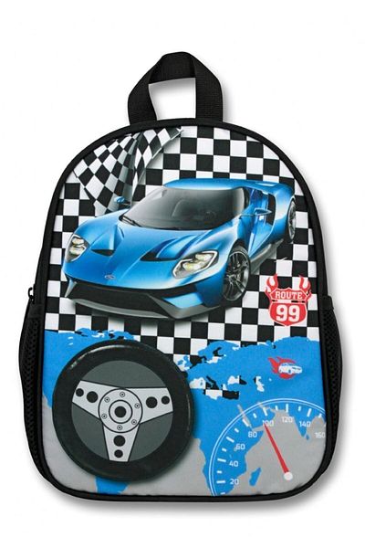 ÜMİT ÇANTA Cennec Black Navy Blue Race Car Boys' Kindergarten School Backpack