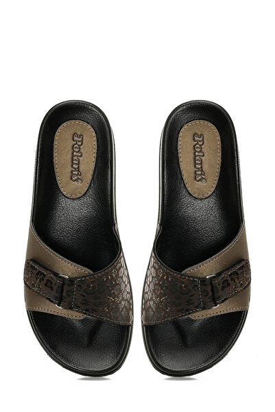 Polaris 607051.Z4PR Kahverengi Kadın Dolgu Topuk Terlik