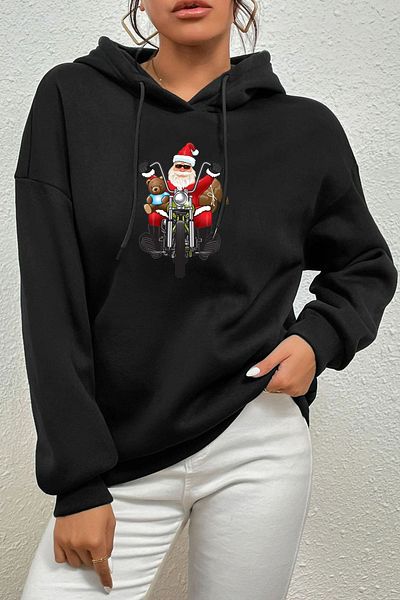 Rex Darius Biker Moș Crăciun Hanorac oversize unisex Hanorac cu glugă