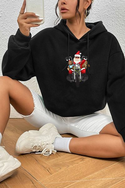 Rex Darius Biker Moș Crăciun Hanorac oversize unisex Hanorac cu glugă
