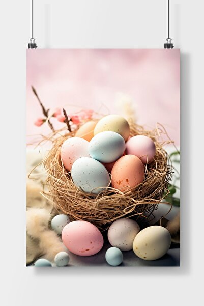 Luna Marissa Paskalya Tarzı Kuş Yuvasınad Açık Renkli Yumurtalar Sanatsal  Po...