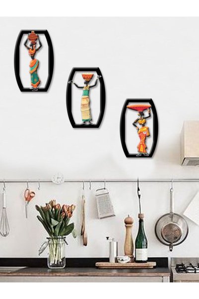 GİZEM SHOP Etnik Kıyafetli Afrikalı Kadınlar Uv Baskı Duvar Dekorasyonu Modern