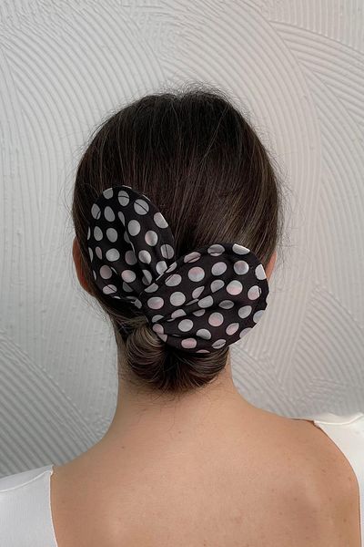 Modex Black/White Polka Dot String Hair Clip (40cm)