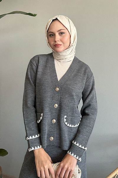 InStyle Σετ Πλεκτά Ανθρακί - Φούστα με Λεπτομέρεια Ραφής