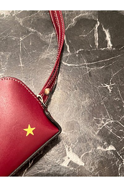 Pinkylola Make -up Model bordo eskitme hakiki deri Cüzdan & Makyaj Çantası (m...