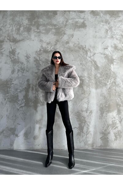 mypagebutik Hero Grey Fur Coat - Stylový a pohodlný