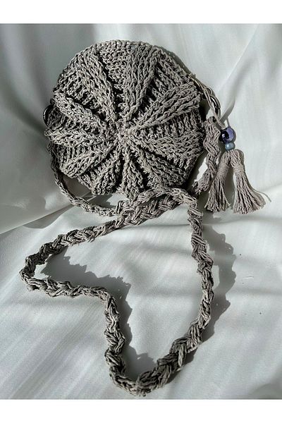 DNA MODA Bohemian Macaron Straw Bag - Hand Knitted and Paper String Bag