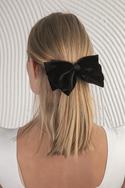 Modex Black Velvet Bow Automatic Hair Clip