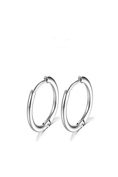 MAZEN 316l Stainless Tarnish Resistant Surgical Steel Unisex Hoop Earring Silver Color