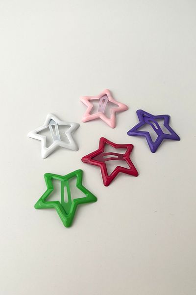 Modex Set of 5 Colorful Snap Star Buckles - Size 3cm