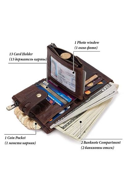 Jeep Men's Brown Leather Wallet - Stylish and Comfortable Design