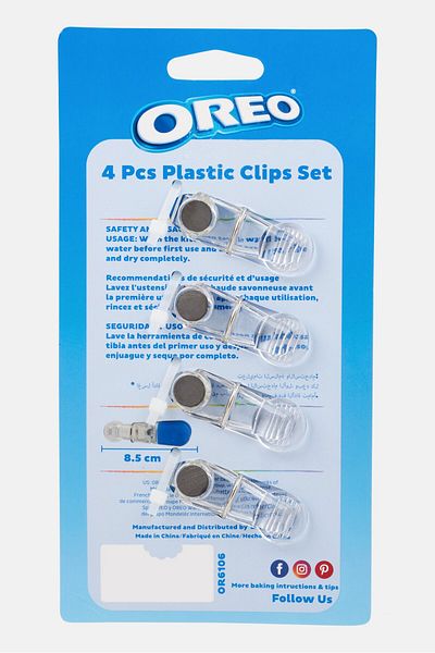 Oreo 4 Pieces Plastic Clip Set, Blue