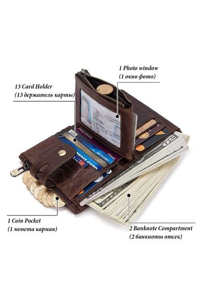 Jeep 100% Leather Unisex Rfid Protected Wallet
