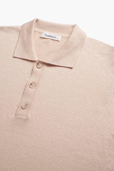 hateko Hazelnut Color Polo Neck Knitwear T-Shirt