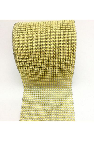 Aker Hediyelik 24 Rows Stone Gold 1m 24 Rows Wafer Crystal Stone Appearance Wafer Plastic Strip Gold Color