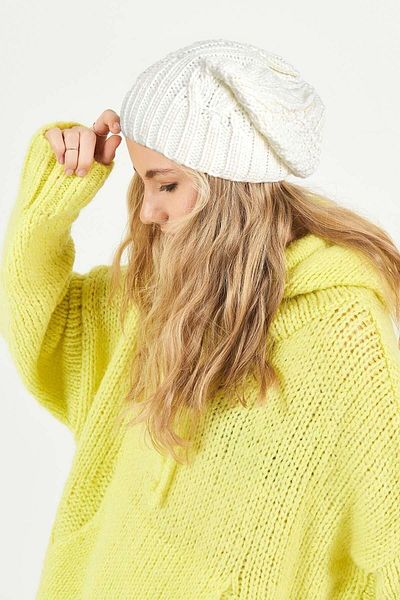 POSUSS Glittery Non-Pompom Acrylic Women's Beret White - Ps248