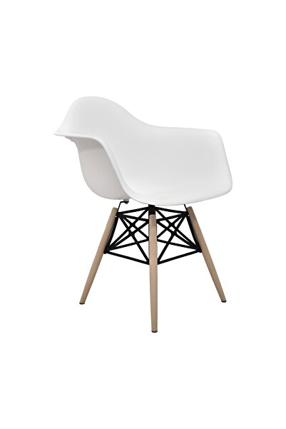 Dorcia Home Kolçaklı Eames Plastik Kafesli Sandalye - 4 Adet - Cafe Balkon Mutfak Sandalyesi