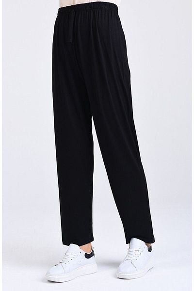 DNC Viscose Black Trousers - Oversize Elastic Waist