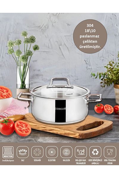 COOKCASE Galaxy 8.0 Lt Induction Base Steel Pot - 26 Cm