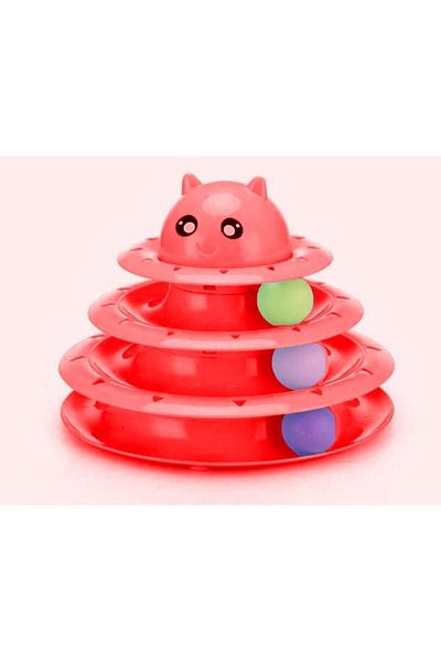 GOBYPET 3-Layer Ball Round Cat Toy, Rolling Ball, Red Ball Round Cat Toy Cat Entertainment