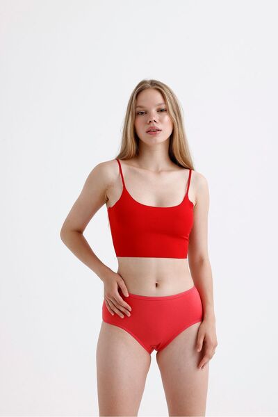 Pink Bear Kadın Bato Yüksek Bel Basic Kırmızı Külot 5'li Paket