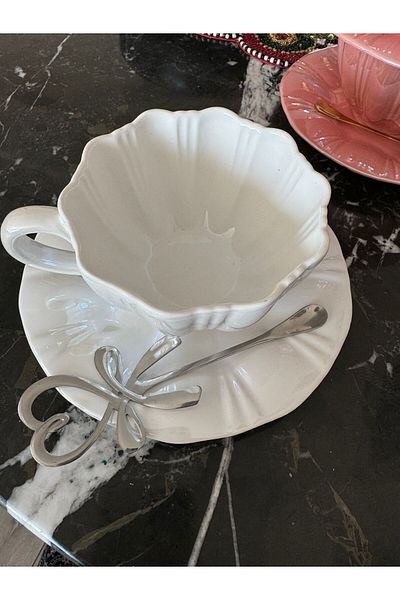 Hatice sakallı design Silver Color Heart Spoon 1 Piece Coffee Spoon