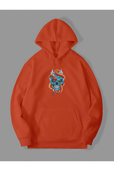 Harmandar Narandžasta zmijska lobanja Štampano - Kengur džep Sa kapuljačom du...