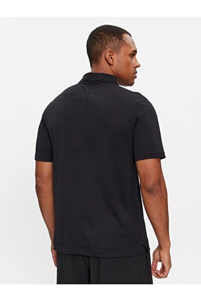 Calvin Klein Black Polo Neck Men's T-shirt - Logo Detailed