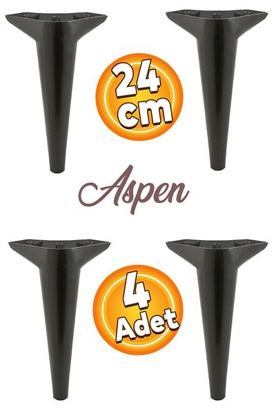 Badem10 Aspen Mobilier de lux Canapea Fotoliu Unitate TV Consolă Picior Picioare 24 Cm Picior Negru (4 BUC.)