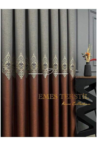 Emes Taş - Kırmızı Pano Fon Perde, Lüks Desenli Perde,A KALİTE,Blackout 1*3 Sık Pile,(TEK KANAT)
