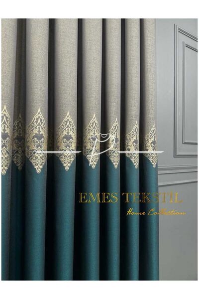 Emes Taş - Yeşil Pano Fon Perde, Lüks Desenli Perde,A KALİTE,Blackout 1*3 Sık...