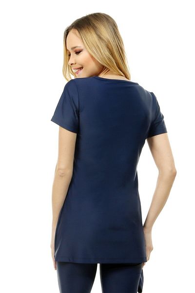 Emayo Half Closed Short Sleeve Tights Swimsuit Ayla Navy Blue
