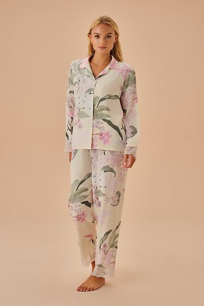 SUWEN Floral Patterned Masculine Pajama Set