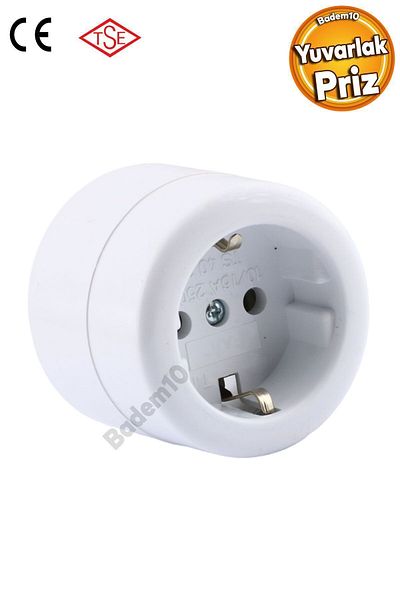 Badem10 Round Grounded Single Group Socket - Surface Mounted Plug Socket