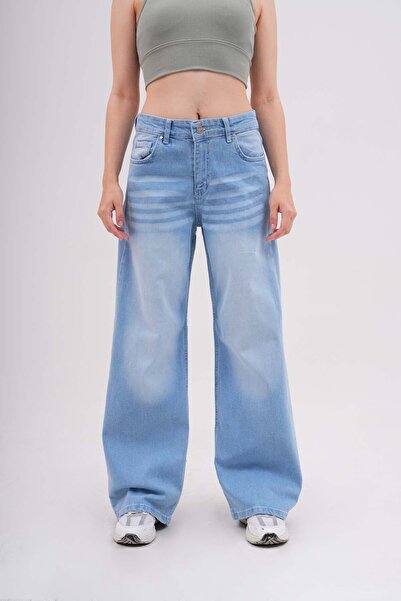 alanora Jean de damă vintage - Pantaloni cu efect largi, cu croială dreaptă