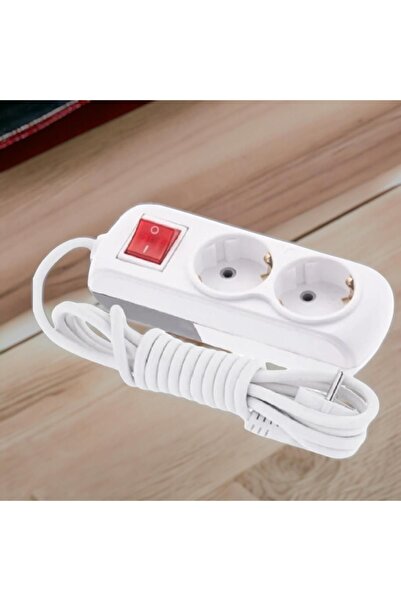 Badem10 2-piece Group Socket - 2 Meter Plug Coupler, Grounded Switched Buttoned Extension Socket