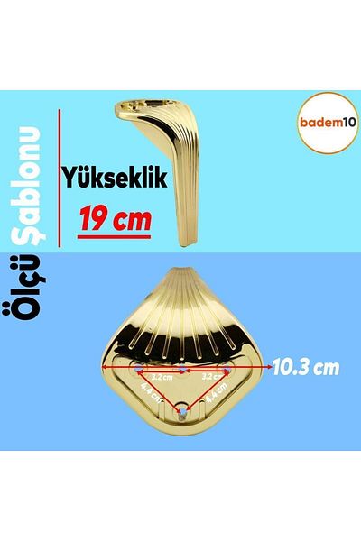 Badem10 Lotus Set 6 Mobilier Tv Unitate Consolă Fotoliu Canapea Suport Picior 19 Cm Aur Picioare M8