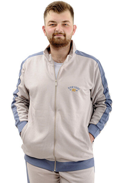 ModeXL Мъжка спортна блуза с цип и яка с висока яка NEW YORK U24524 Сива