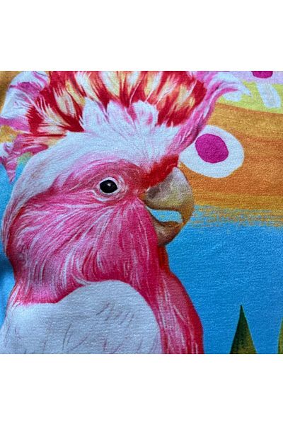 DECO Digital Printed Velvet Throw Pillow - Parrots Patterned, Fringed