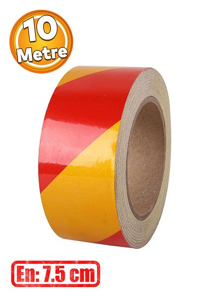 Badem10 7.5 Cm Highlighter Reflective Yellow Red Strip Tape - Adhesive Warning Tape