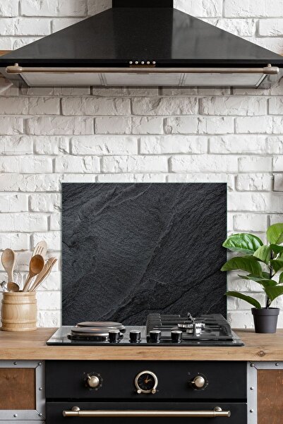 Decovetro Захисне скло з чорним каменем - задня частина плити, 60x40 см