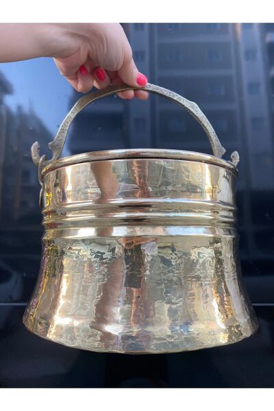 LüksAksesuar Sarı Pirinç Kazan Sarı Bakır