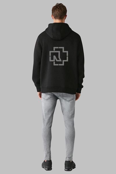 Nyda Collections Hanorac supradimensionat unisex cu glugă cu imprimeu Rammstein - mânecă lungă, bumbac