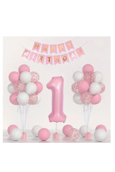 BİDOLUMUTLULUK 1 Yaş Folyo Balon Doğum Günü Parti Seti Parti Eğlence Kutlama