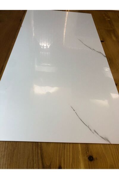 GÜÇLÜ 30x60cm Beyaz Mermer Desenli Yapışkanlı Seramik Desen Mutfak Banyo Wc Pvc Duvar Kaplama Paneli