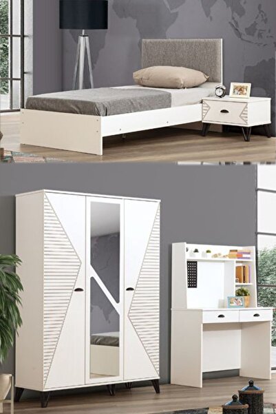 Setay Safir Genç Odası - 3 Kapılı Dolap, Karyola, Komodin, Masa