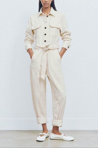 Posh Chic Women's Jeans Long Sleeve Jumpsuit & Salopet (Without Belt)