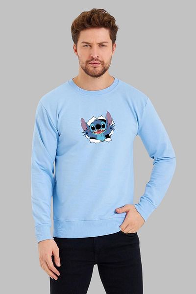 Nyda Collections Hanorac oversize unisex din bumbac - mânecă lungă, imprimat cu cusături, decolteu, fără glugă