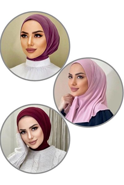 Organic Scarfs Penye Çıtçıtlı Hazır Eşarp Hijap Şal 3'lü Set