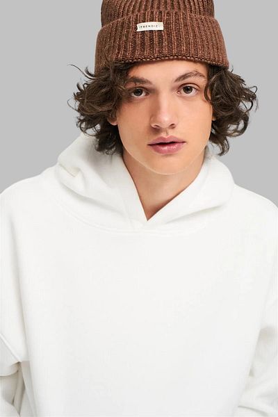 Nyda Collections Hanorac supradimensionat unisex cu glugă - mânecă lungă, fără imprimeu, bumbac